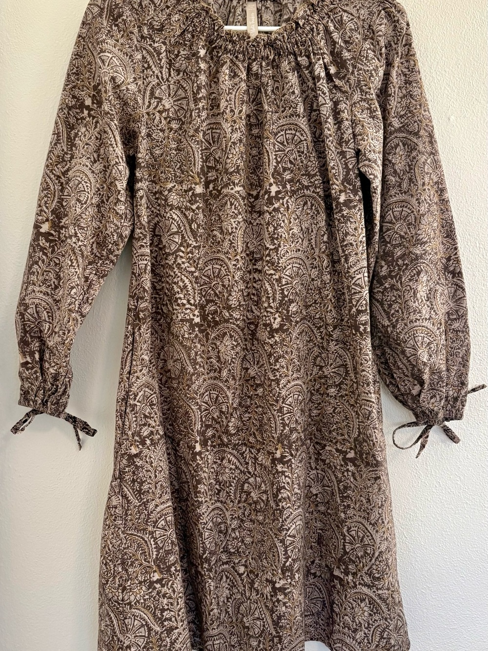 Mata Traders Midnight Brown Paisley Long Sleeve Dress
